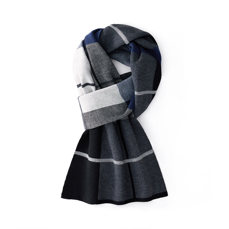 Men's Winter Keep Warm Color Blocked Knitted Scarf - Style #1 - image 0