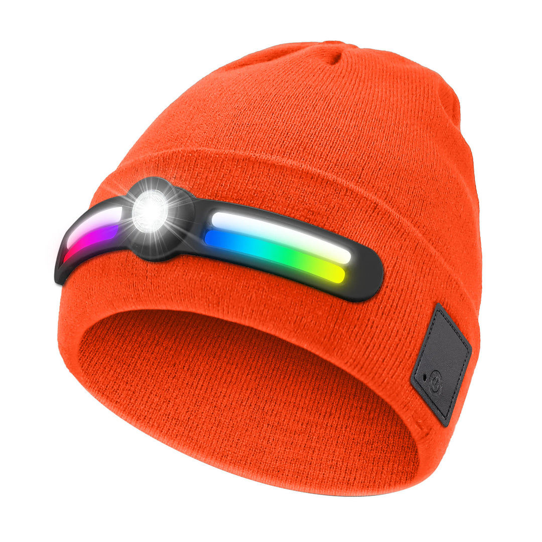 Winter LED Lighting RGB Mode Knitted Beanie Hat - Orange - M (22"-22 7/8") - image 8