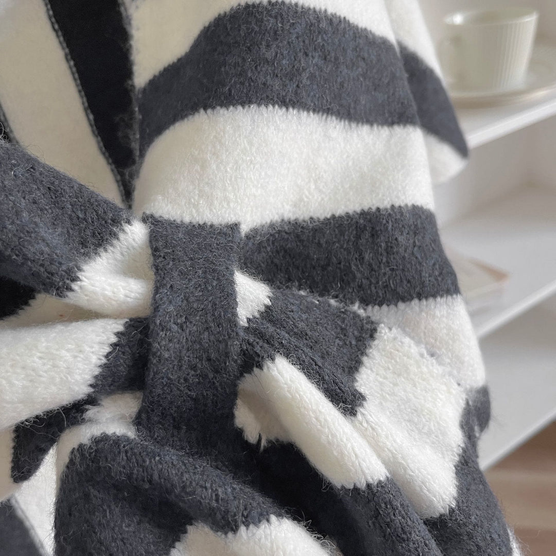 Women's Winter Keep Warm Stripe Triangle Shawl Scarf - image 2