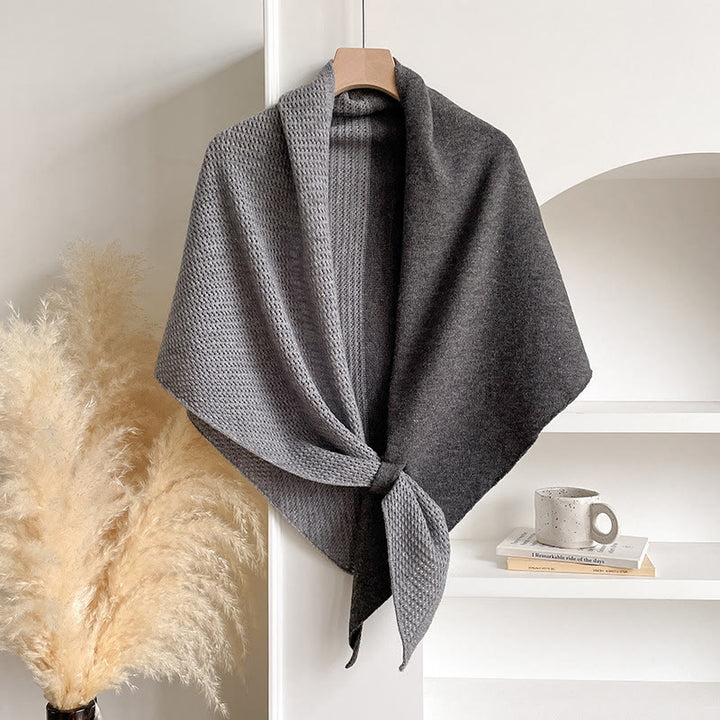 Elegant Women's Winter Double Colors Triangular Shawl Scarf - Grey - image 6