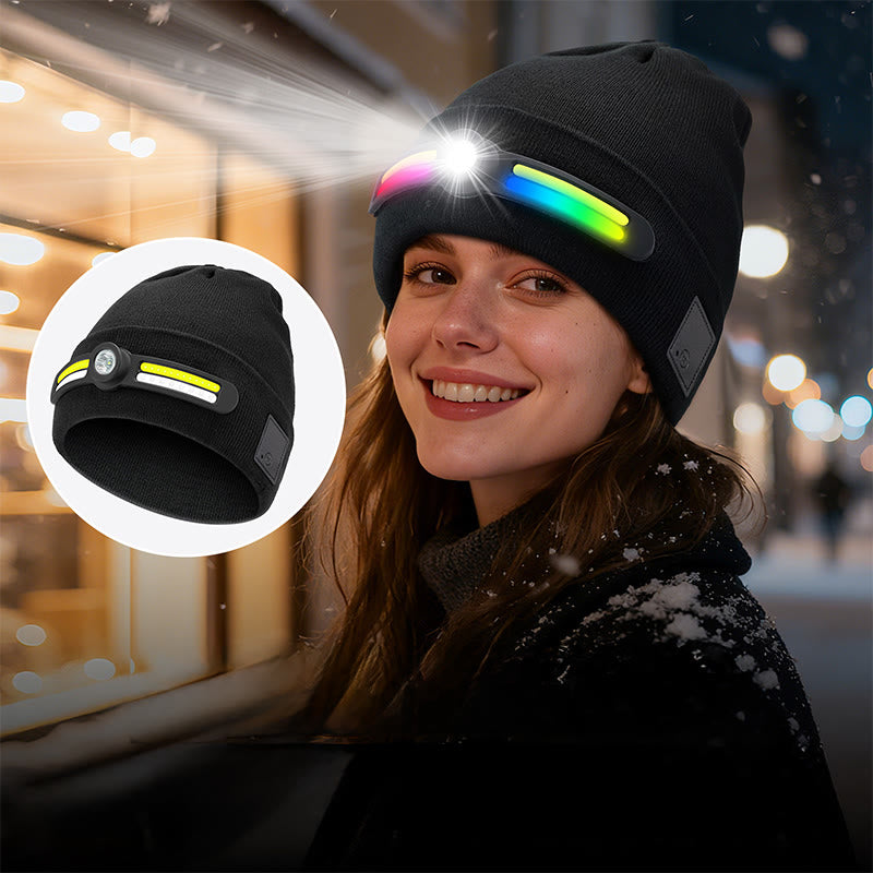 Winter LED Lighting RGB Mode Knitted Beanie Hat - image 1