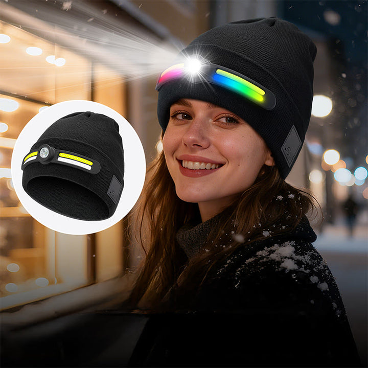 Winter LED Lighting RGB Mode Knitted Beanie Hat - image 1