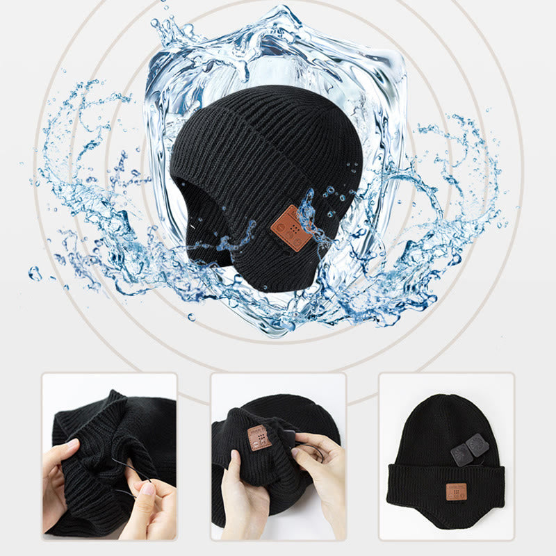 Winter Bluetooth Music Lighting Knitted Beanie Hat Detachable - image 3