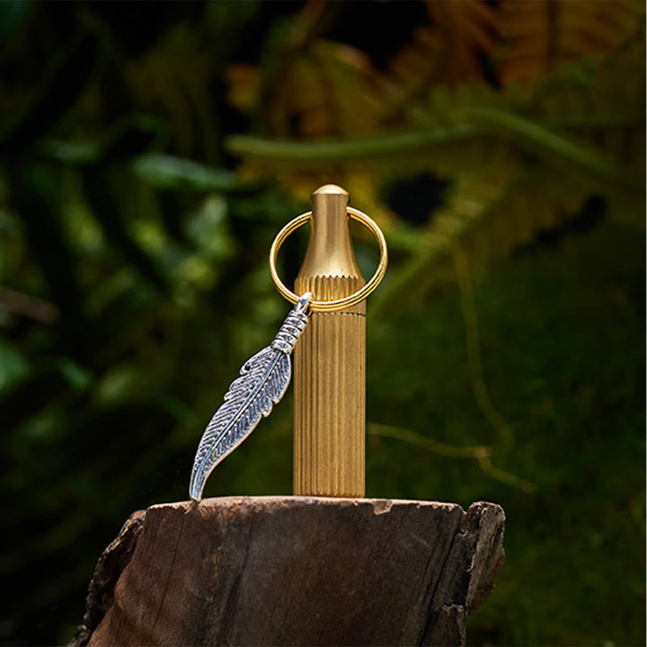  Creative Capsule Knife Keychain Alloy Feather Pendant Silver Necklace - image 2