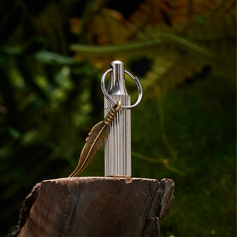  Creative Capsule Knife Keychain Alloy Feather Pendant Silver Necklace - image 5