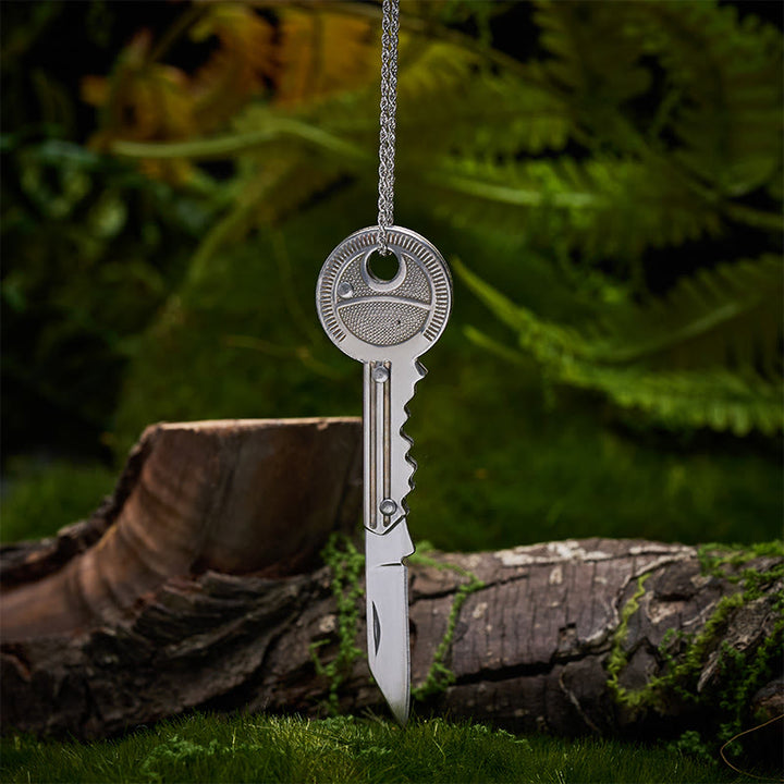 Practical Folding Knife Keychain Sliver Necklace - Necklace with Keychain - image 0