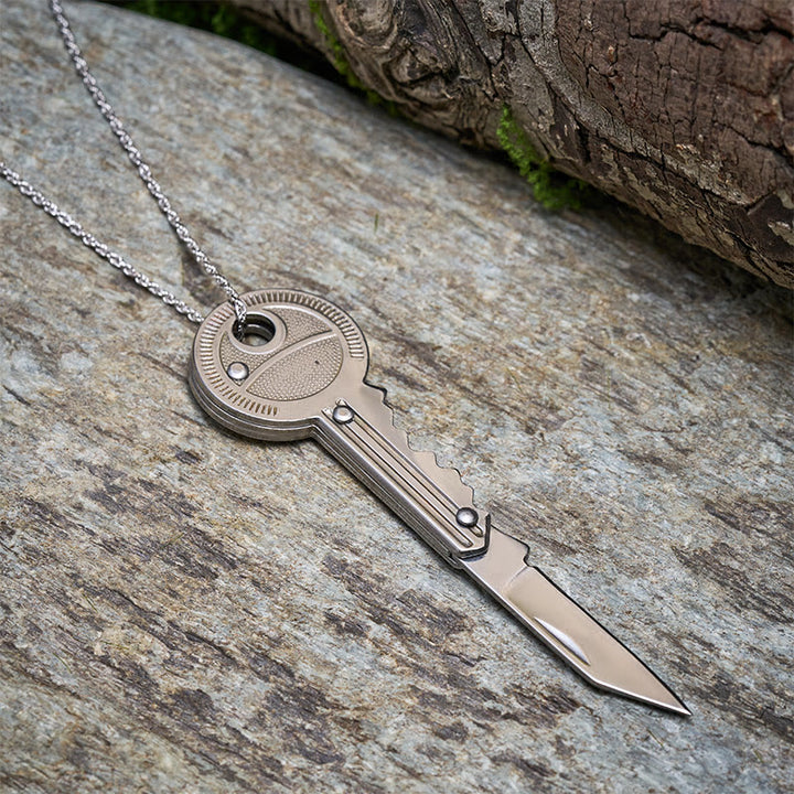 Practical Folding Knife Keychain Sliver Necklace - image 4