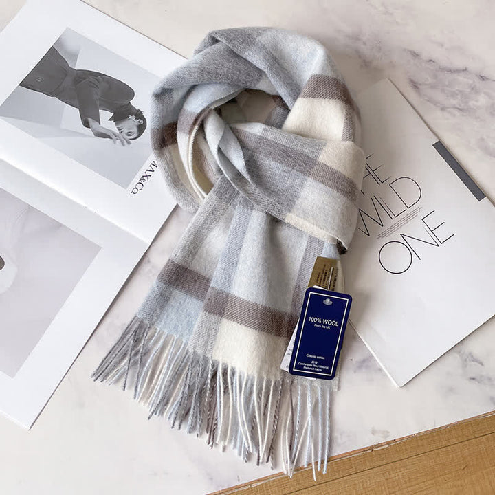 Unisex Check Pattern Warm Wool Scarf With Tassels - #57 - image 61
