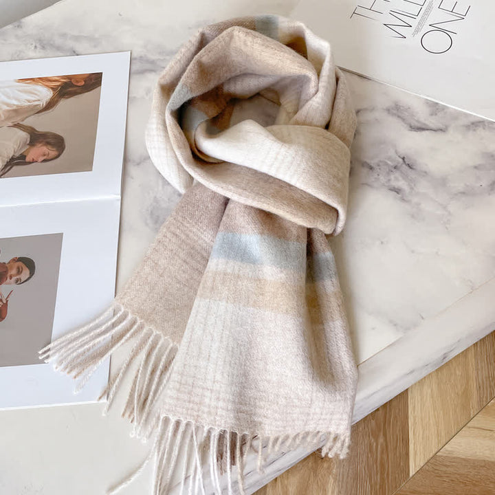 Unisex Check Pattern Warm Wool Scarf With Tassels - #32 - image 36