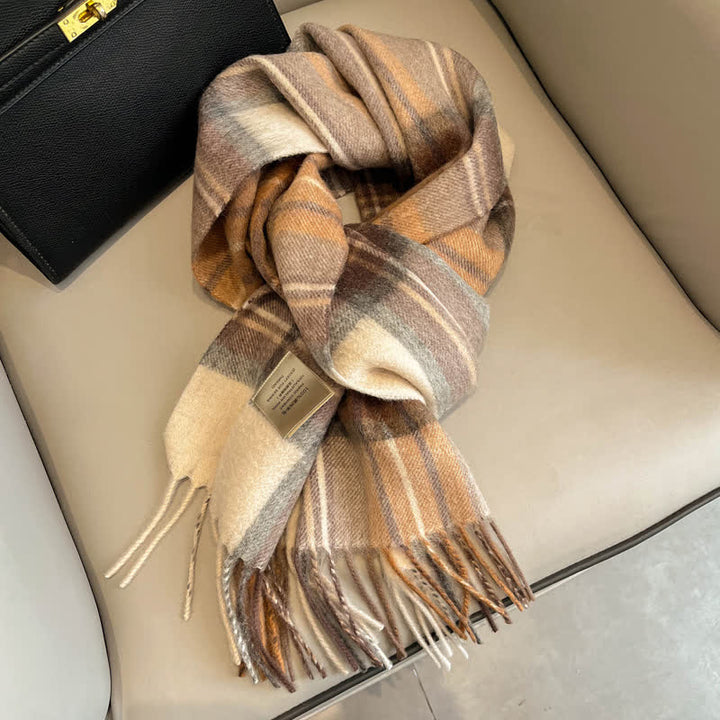 Unisex Check Pattern Warm Wool Scarf With Tassels - #16 - image 20