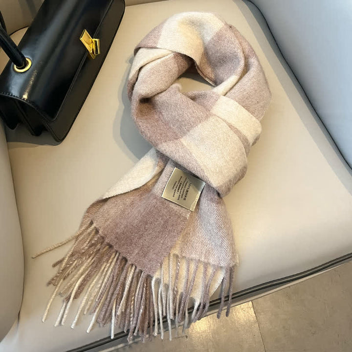 Unisex Check Pattern Warm Wool Scarf With Tassels - #23 - image 27