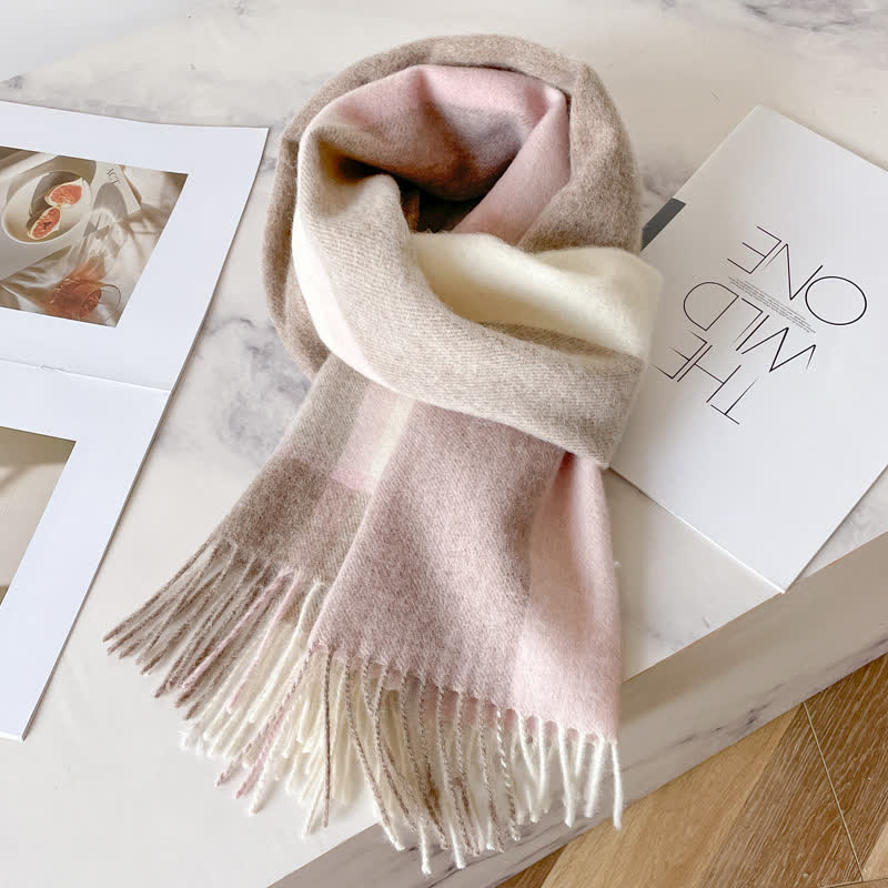 Unisex Check Pattern Warm Wool Scarf With Tassels - #29 - image 33