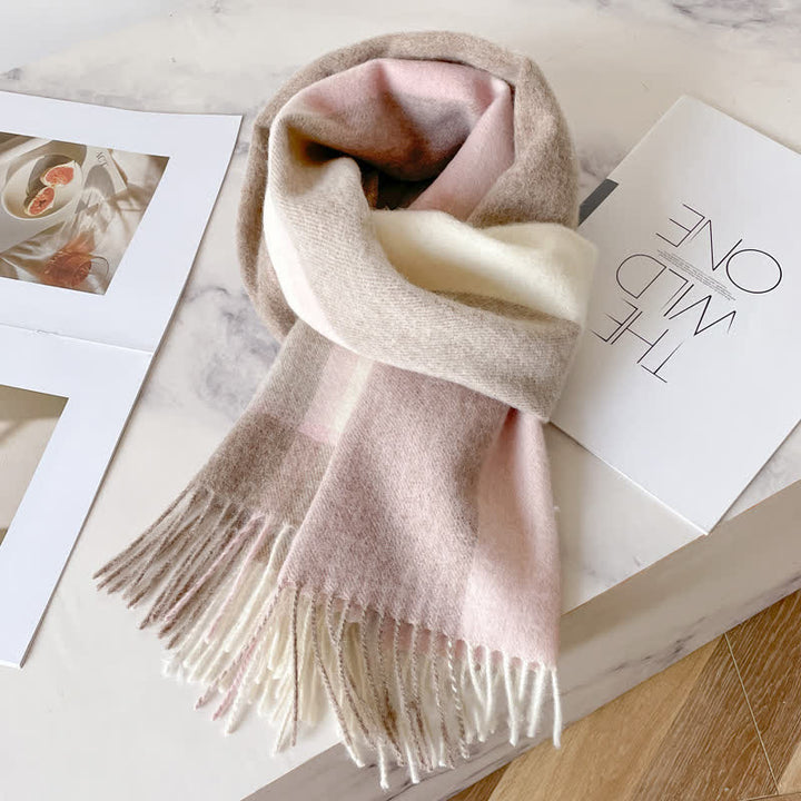 Unisex Check Pattern Warm Wool Scarf With Tassels - #29 - image 33