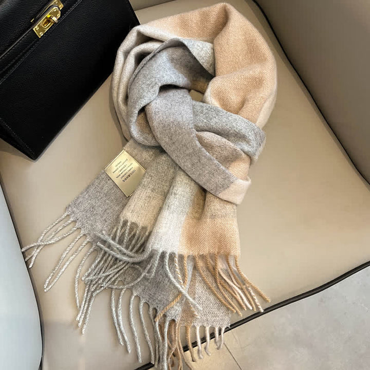 Unisex Check Pattern Warm Wool Scarf With Tassels - #12 - image 16