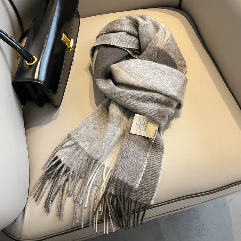 Unisex Check Pattern Warm Wool Scarf With Tassels - #27 - image 31