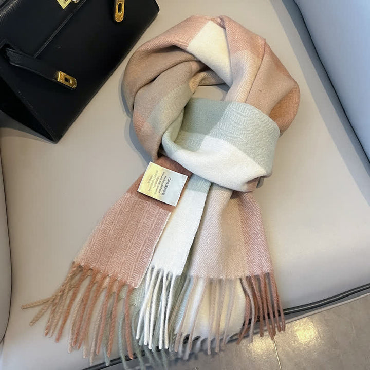 Unisex Check Pattern Warm Wool Scarf With Tassels - #19 - image 23