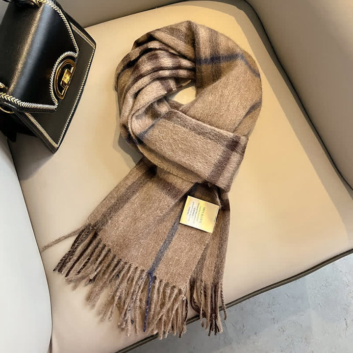 Unisex Check Pattern Warm Wool Scarf With Tassels - #24 - image 28