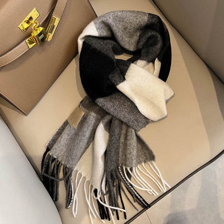 Unisex Check Pattern Warm Wool Scarf With Tassels - #14 - image 18