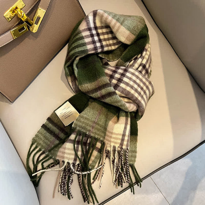 Unisex Check Pattern Warm Wool Scarf With Tassels - #11 - image 15