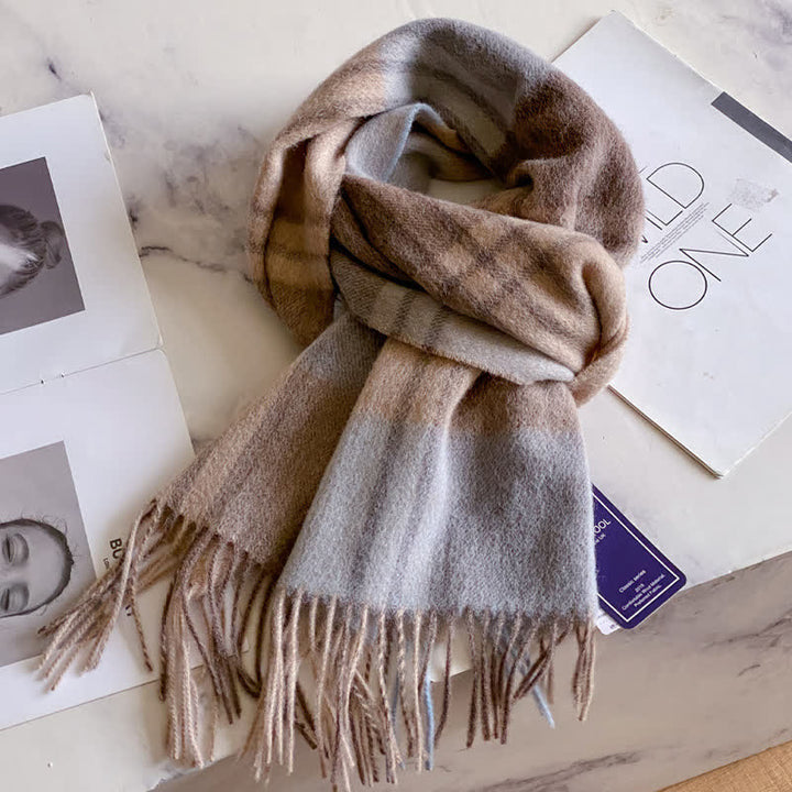 Unisex Check Pattern Warm Wool Scarf With Tassels - #38 - image 42