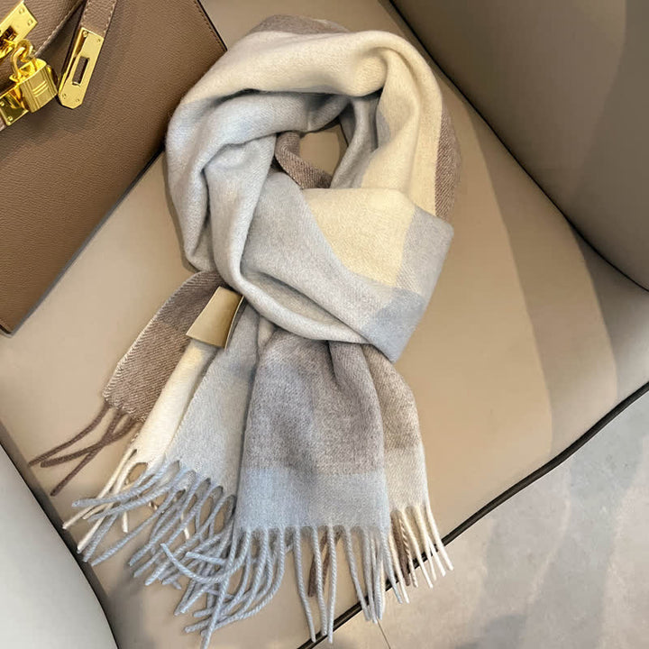 Unisex Check Pattern Warm Wool Scarf With Tassels - #16 - image 20