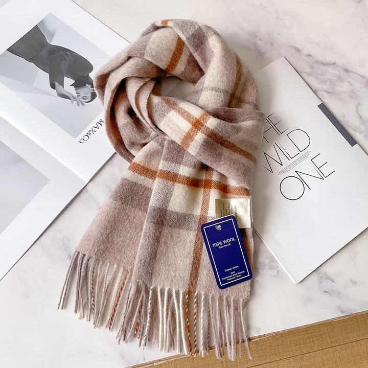 Unisex Check Pattern Warm Wool Scarf With Tassels - #64 - image 68