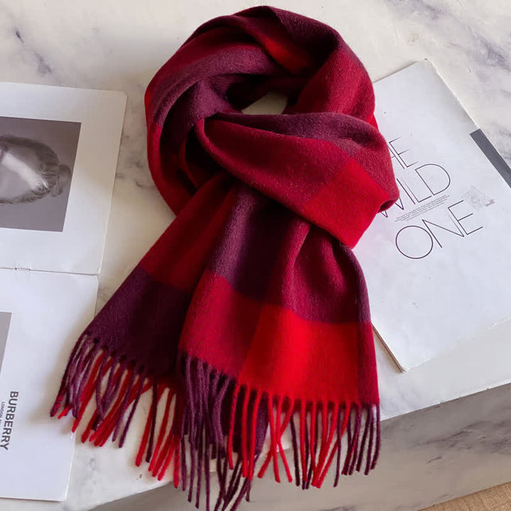 Unisex Check Pattern Warm Wool Scarf With Tassels - #44 - image 48