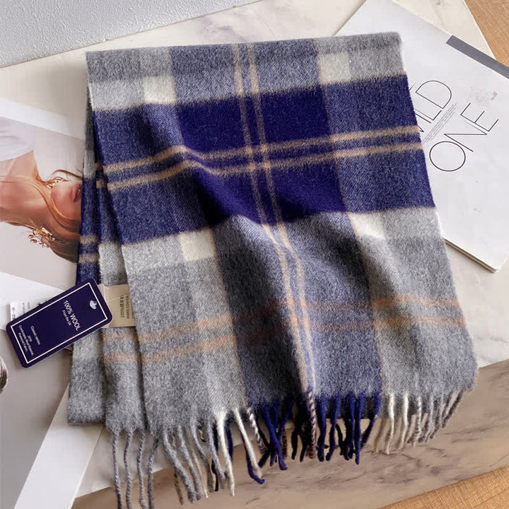 Unisex Check Pattern Warm Wool Scarf With Tassels - #45 - image 49