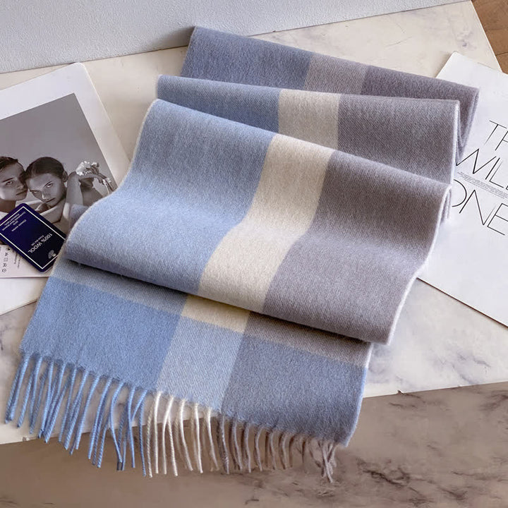 Unisex Check Pattern Warm Wool Scarf With Tassels - #52 - image 56