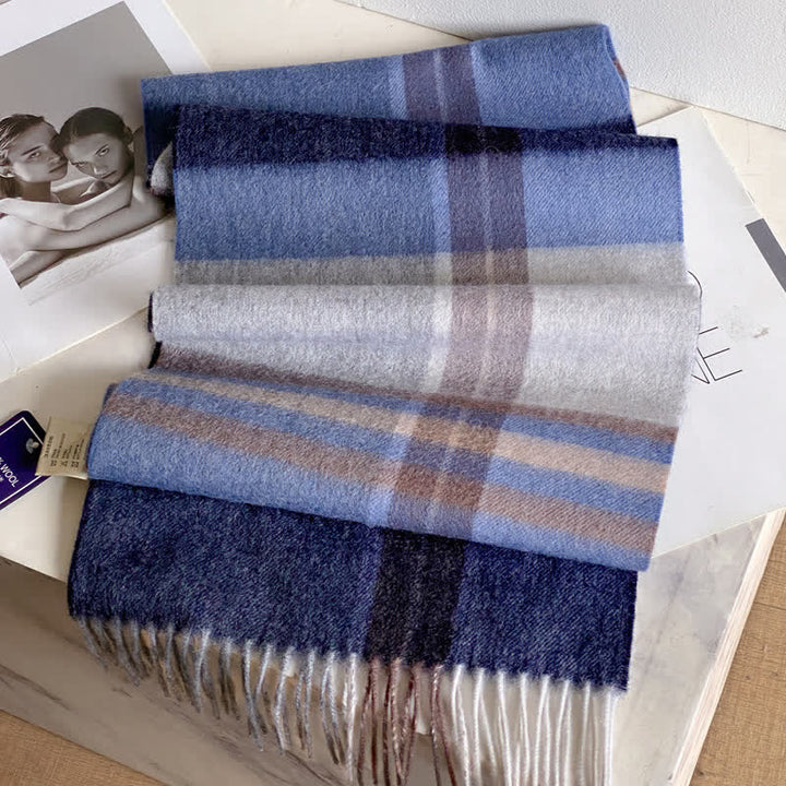 Unisex Check Pattern Warm Wool Scarf With Tassels - #48 - image 52