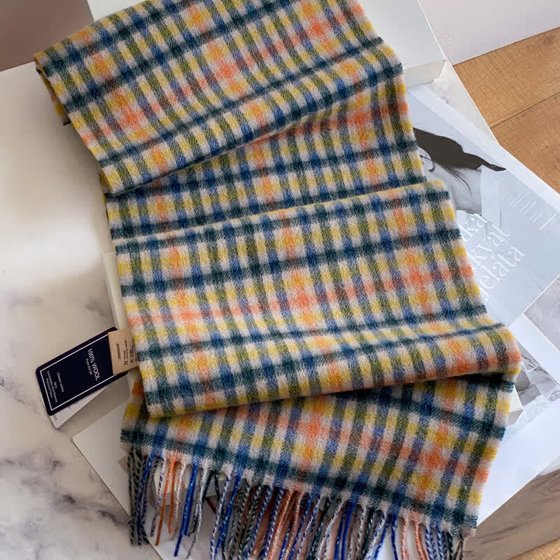 Unisex Check Pattern Warm Wool Scarf With Tassels - #50 - image 54