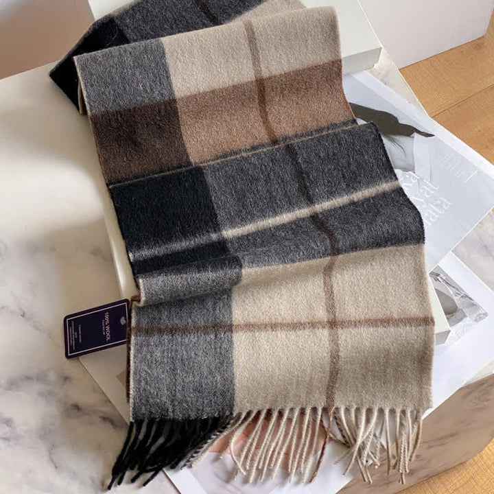 Unisex Check Pattern Warm Wool Scarf With Tassels - #46 - image 50