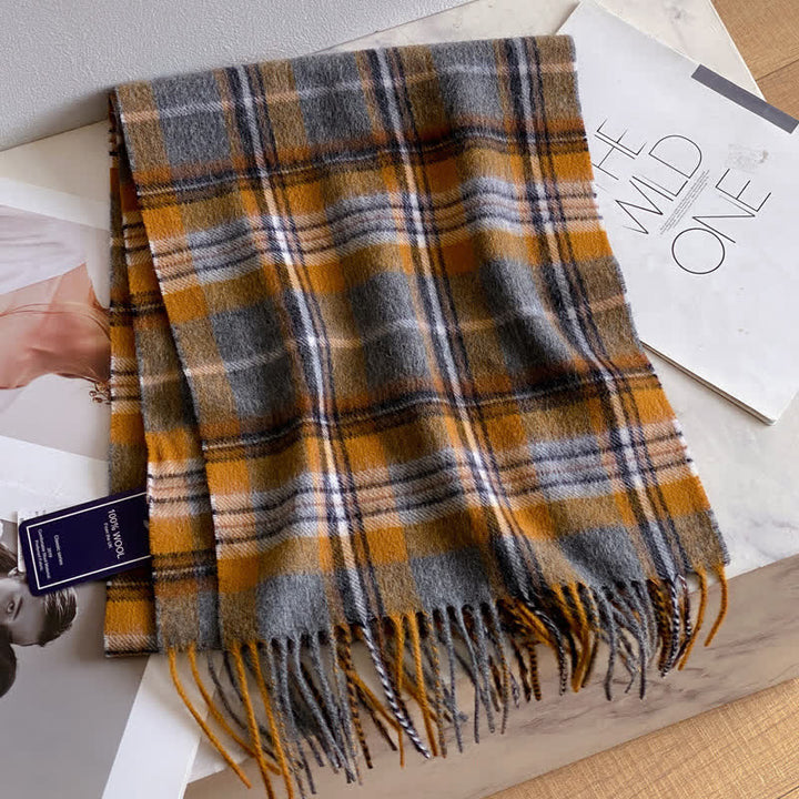 Unisex Check Pattern Warm Wool Scarf With Tassels - #49 - image 53