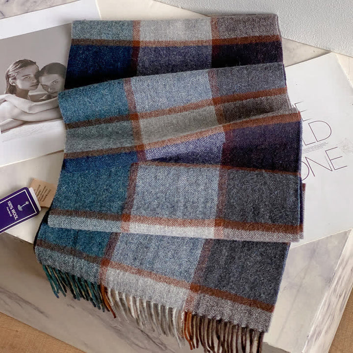 Unisex Check Pattern Warm Wool Scarf With Tassels - #35 - image 39