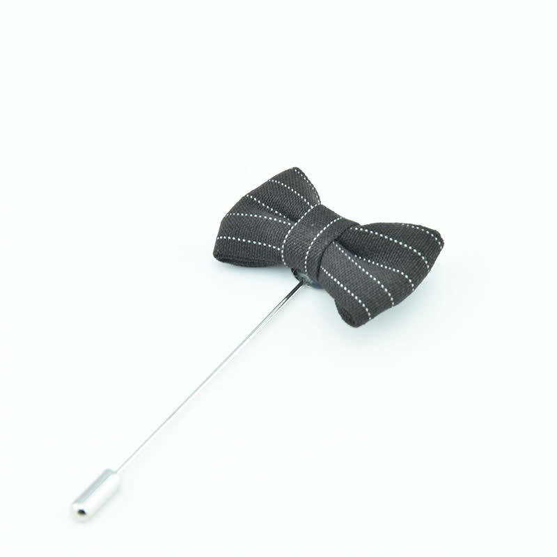 Men's Formal Wear Striped Bow Tie Shape Lapel Pin - image 1