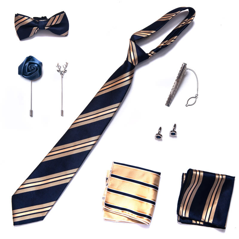 8Pcs Bow Tie Pocket Square Brooch Necktie Set - image 9