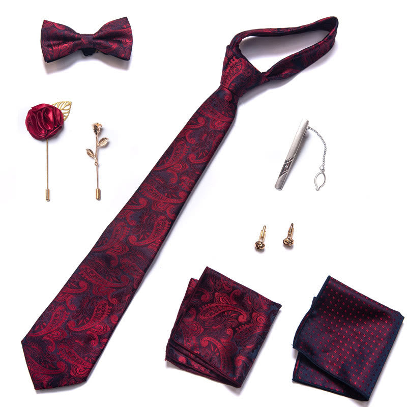 8Pcs Bow Tie Pocket Square Brooch Necktie Set - image 11