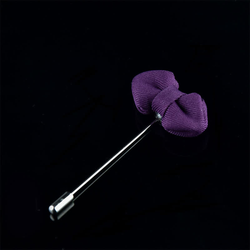 Men's Wedding Pointed Bow Tie Shape Cloth Lapel Pin - Purple - image 8