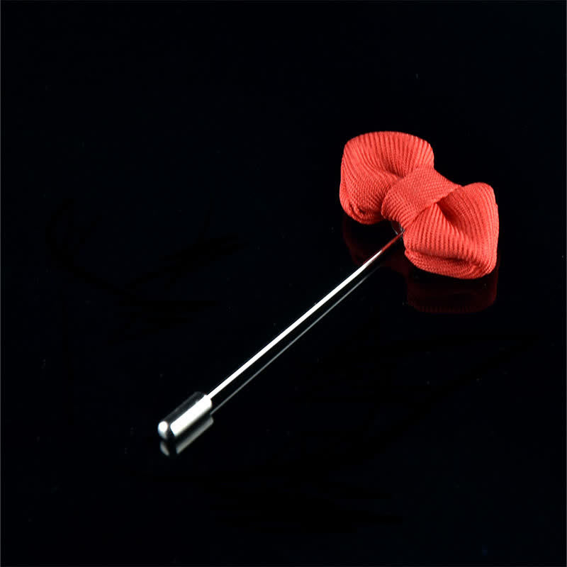 Men's Wedding Pointed Bow Tie Shape Cloth Lapel Pin - Red - image 18