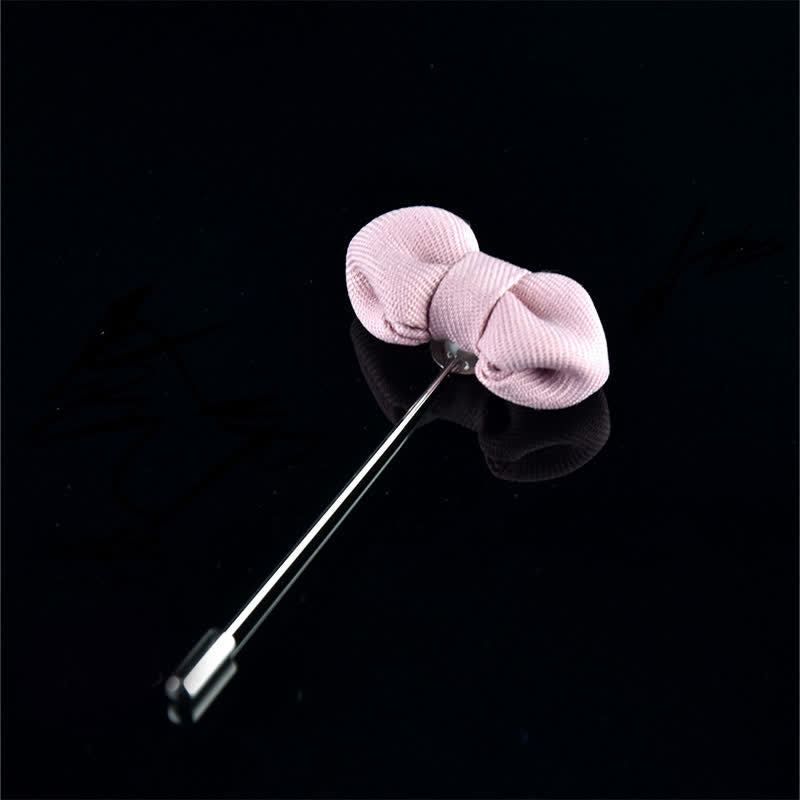 Men's Wedding Pointed Bow Tie Shape Cloth Lapel Pin - Pink - image 16