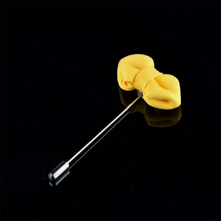 Men's Wedding Pointed Bow Tie Shape Cloth Lapel Pin - Yellow - image 15