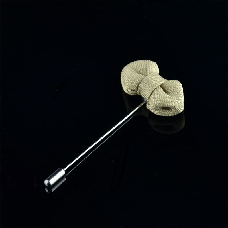 Men's Wedding Pointed Bow Tie Shape Cloth Lapel Pin - Khaki - image 17