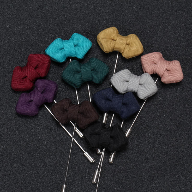Men's Wedding Pointed Bow Tie Shape Cloth Lapel Pin - image 3