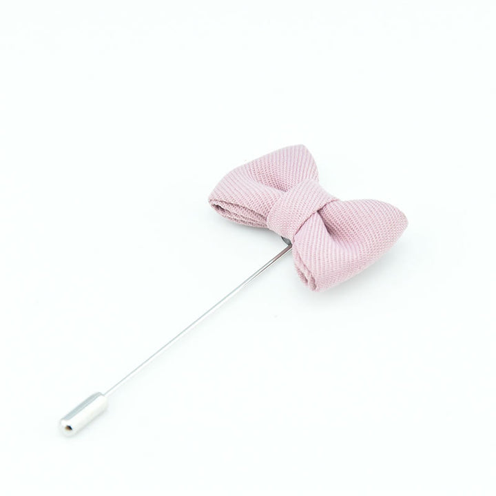 Men's Wedding Boutonniere Bow Tie Shape Cloth Lapel Pin - Pink - image 18