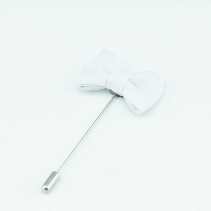 Men's Wedding Boutonniere Bow Tie Shape Cloth Lapel Pin - White - image 10