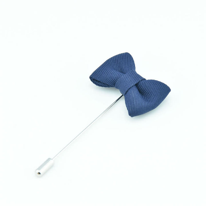 Men's Wedding Boutonniere Bow Tie Shape Cloth Lapel Pin - Navy - image 16