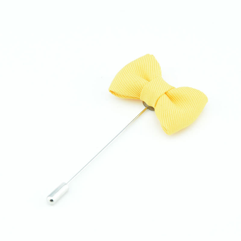 Men's Wedding Boutonniere Bow Tie Shape Cloth Lapel Pin - Yellow - image 17