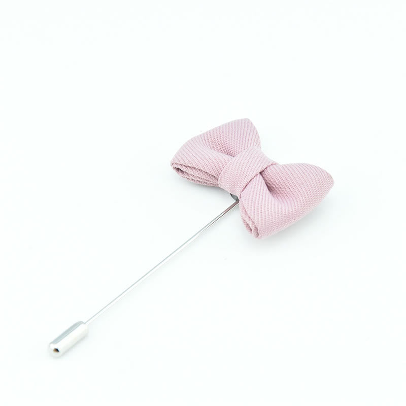 Men's Wedding Boutonniere Bow Tie Shape Cloth Lapel Pin - Pink - image 18