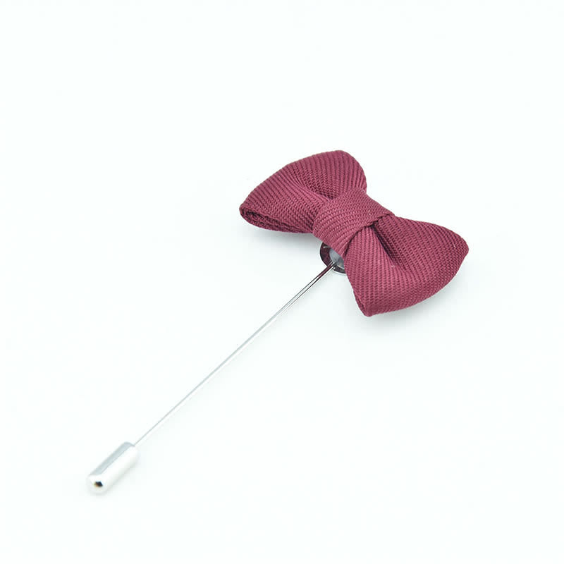 Men's Wedding Boutonniere Bow Tie Shape Cloth Lapel Pin - Wine Red - image 5
