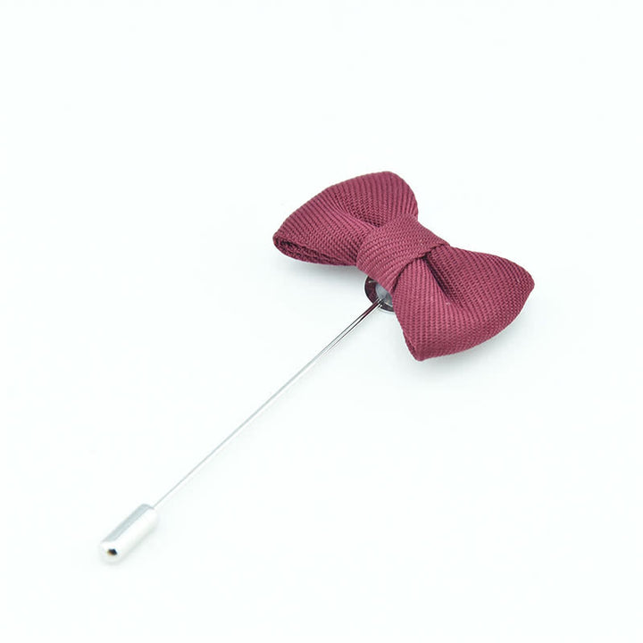 Men's Wedding Boutonniere Bow Tie Shape Cloth Lapel Pin - Wine Red - image 5